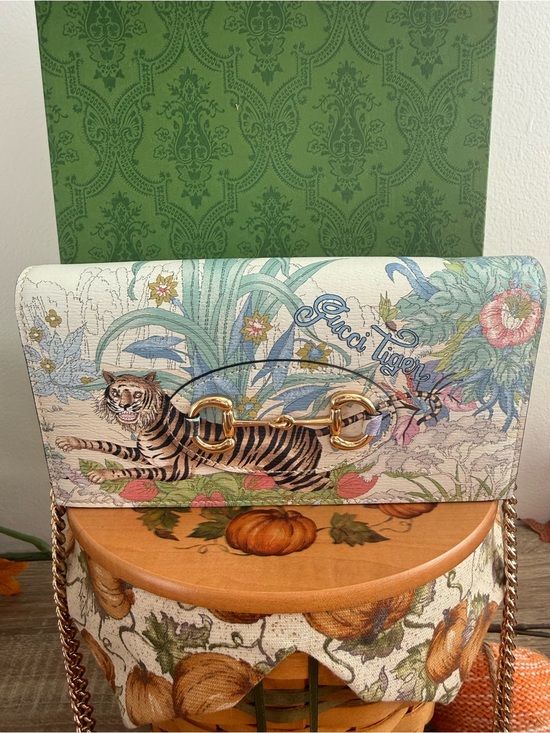 Gucci Handbags - Gucci WOC Wallet on Chain Leather Tiger Print Shoulder Bag with Gold Hardware